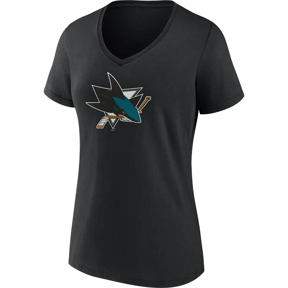 Athleisure Cool Women's Sharks Team Logo Short Sleeve V-Neck