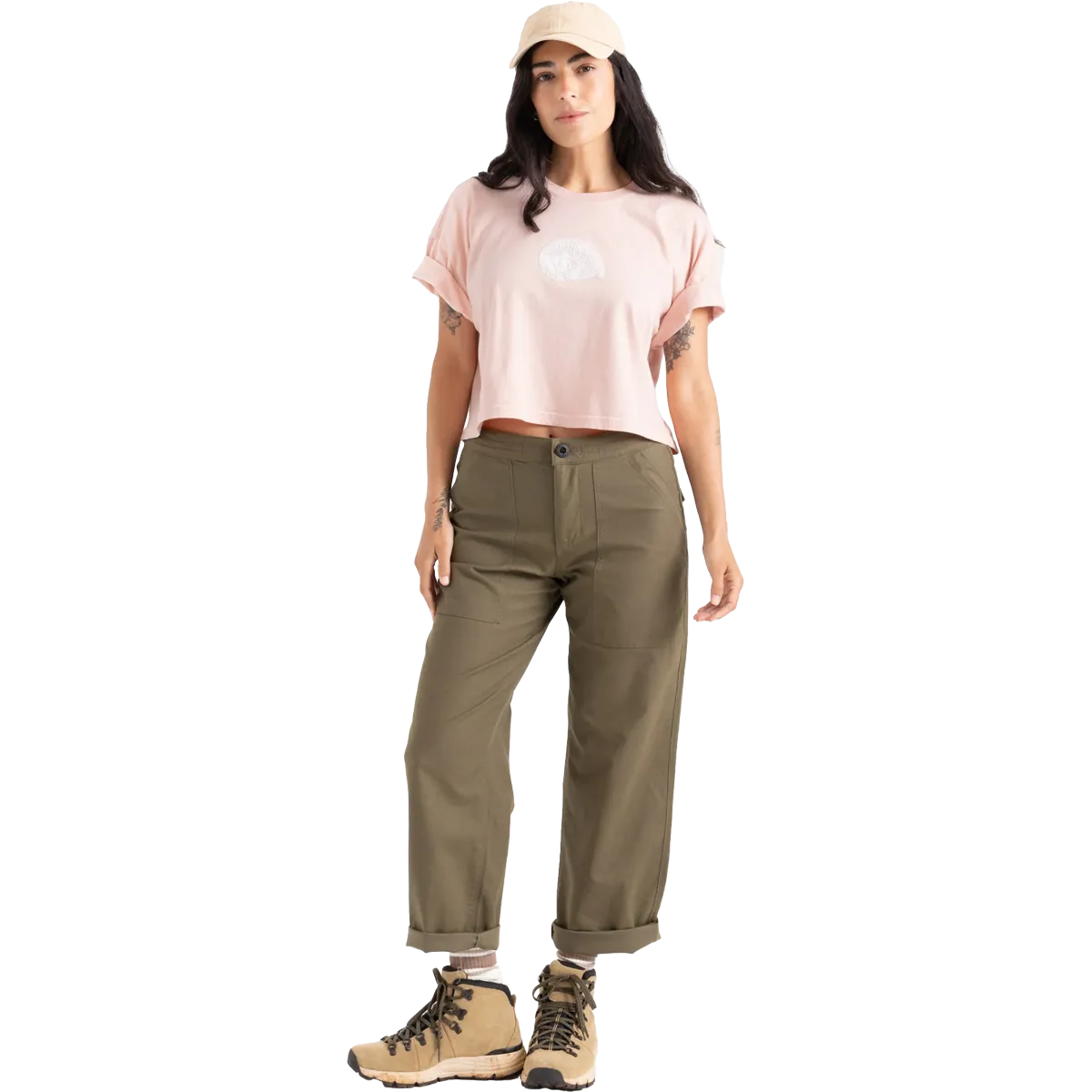 Women's Striped Shell Cropped Tee AntiStatic Lining