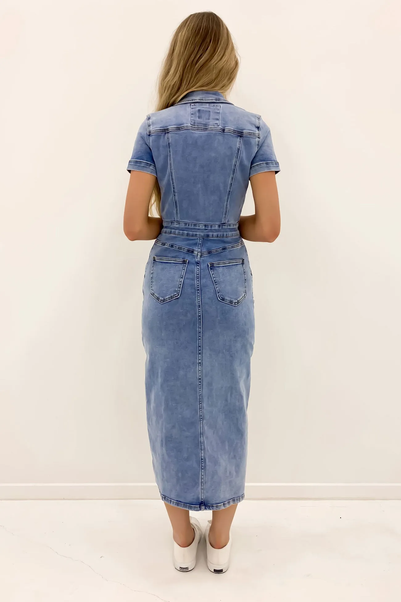 breathable-mesh Boston Midi Dress Light Blue