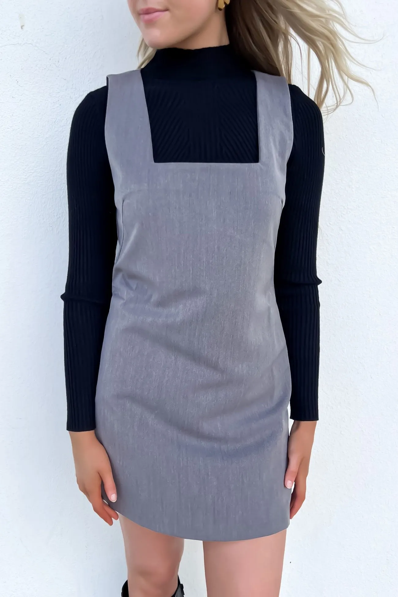 Lottie Mini Dress Charcoal Drapey Fabric Professional Look