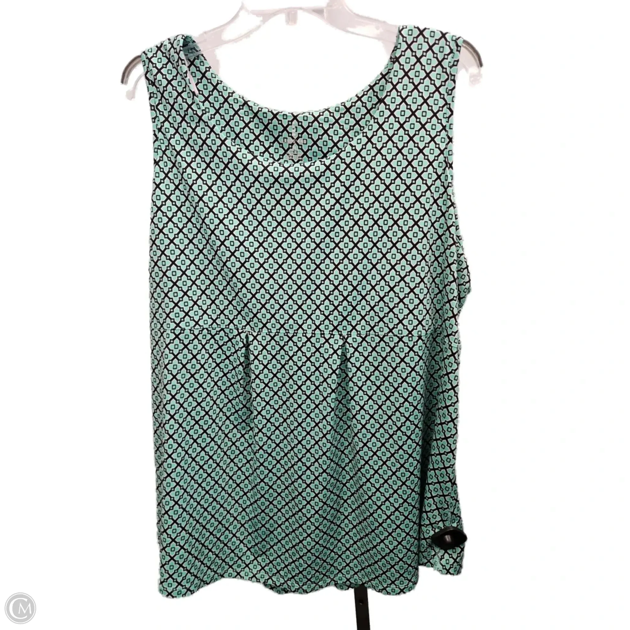 Button Down Collar NonChafingTrim Top Sleeveless By Lands End In Geometric Pattern, Size: 2x