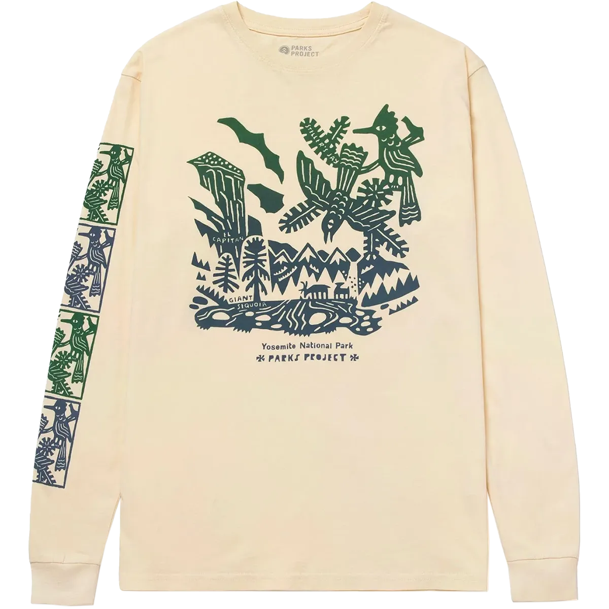 Wind Block FoldableDesign Yosemite Woodcut Long Sleeve Tee