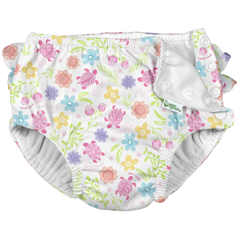 MicroPerforatedTexture ElasticCuffDesign Youth Ruffle Snap Swim Diaper